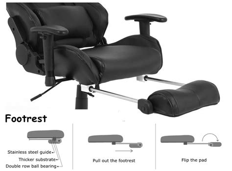 Ergonomic Racing Gaming Chair With Footrest, Black - Moustache®