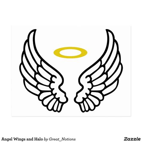 Angel Wings and Halo Postcard | Zazzle | Angel wing outline, Wings ...