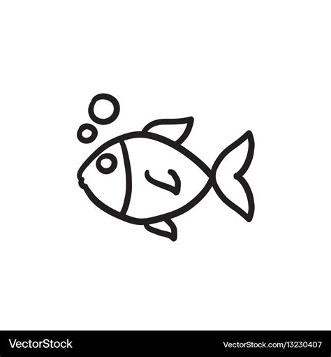 Small fish sketch icon Royalty Free Vector Image