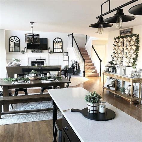 Stunning farmhouse and industrial inspired living and dinning room. A ...