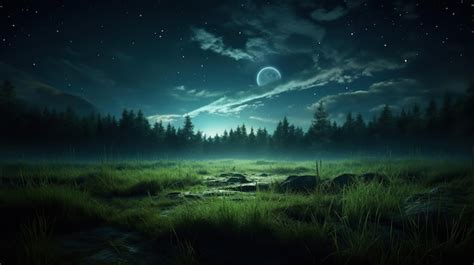 Premium AI Image | night landscape illustration night forest