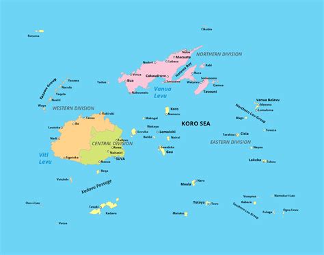 Detailed administrative map of Fiji | Fiji | Oceania | Mapsland | Maps ...