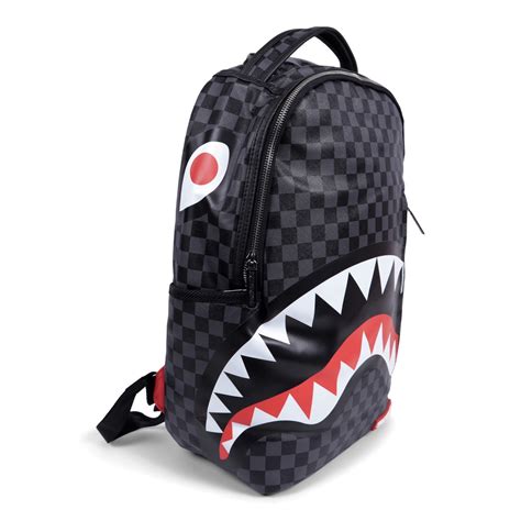 Sprayground Checkered Shark Backpack in Black & Grey — BAMBINIFASHION.COM