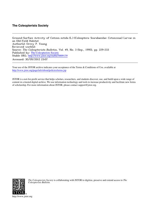 (PDF) Ground-surface activity of Cotinus nitida (Coleoptera: Scarabaeidae) larvae in an old ...