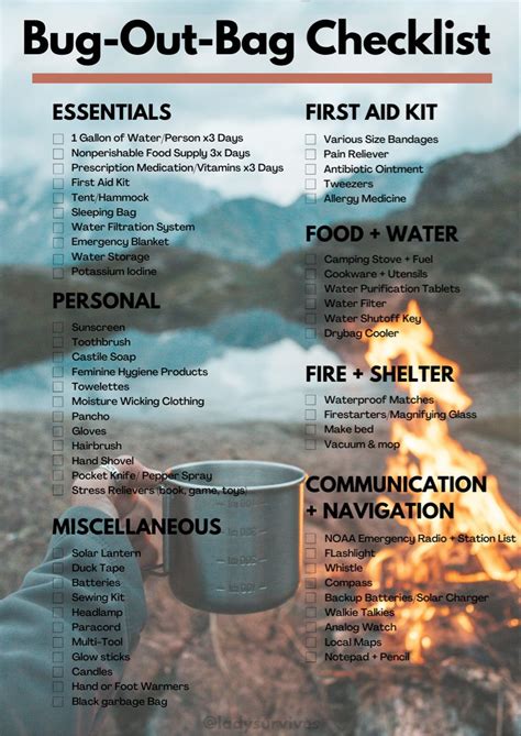 Bug Out Bag Checklist | Emergency Preparedness Checklist| Bug Out Bag … | Survival skills ...