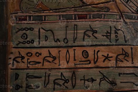 egyptian wooden sarcophagus hieroglyphs detail 17362500 Stock Photo at ...