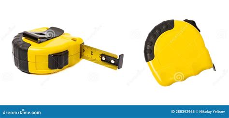 Yellow Black Measuring Tape Isolated on White Background. Stock Image - Image of instrument ...