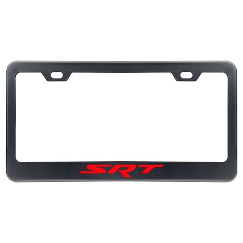 Black Stainless Steel License Plate Frame with Screw Caps Cover Set for Jeep/Dodge SRT Deselen 2 ...