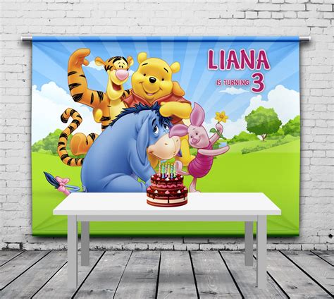 Winnie the Pooh Birthday Backdrop Pooh Birthday Party | Etsy in 2021 | Winnie the pooh birthday ...