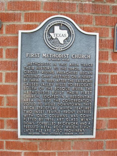 First Methodist Church of Valley Mills - TEXAS HISTORICAL MARKERS