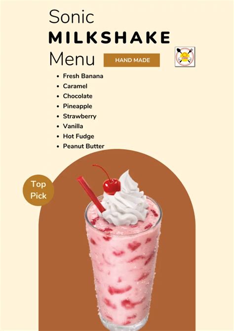 Sonic Milkshakes Menu Price