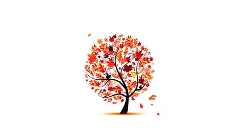 Trees autumn leaves artwork simple background white background ...