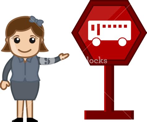 Cartoon Vector - Bus Stop Royalty-Free Stock Image - Storyblocks