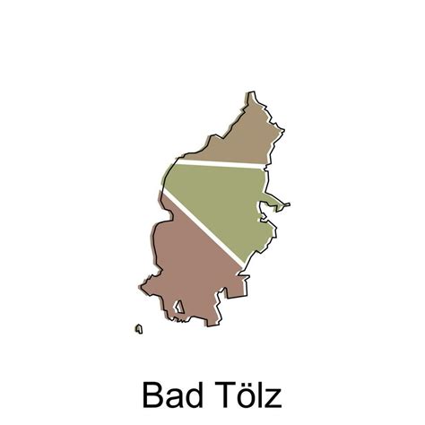 Bad Tolz map, colorful outline regions of the German country. Vector ...