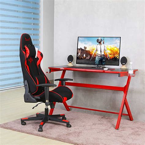 Contemporary Red and Black Gaming Desk | CT-1913L2 BLACK&RED | | AFW.com