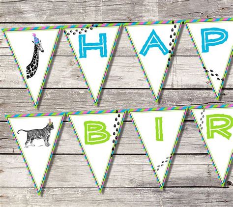 Zoo Banner Girl Birthday Banner Party Wild Animal Banner | Etsy | Printable birthday banner ...