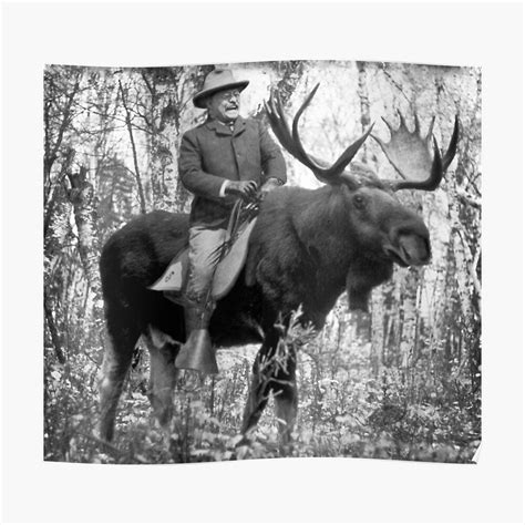 "Teddy Roosevelt Riding A Bull Moose" Poster by LibertyManiacs | Redbubble