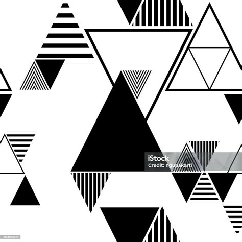 Vector Geometric Pattern Background Abstract Lines In Black And White Classical Triangle Flat ...