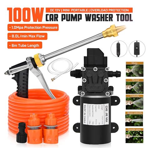 12V 100W 200PSI High Pressure Water Pump Sprayer Car Washer Kit With ...