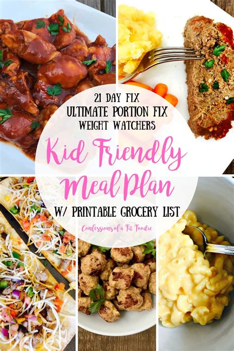 Meal Plan & Grocery List {Week of 8/26/19} Picky Kid Favorites | 21 Day Fix Meal Plan | Weight ...