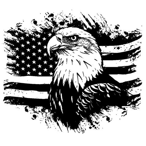 Free Eagle American Flag Black And White SVG Vector File For Laser ...