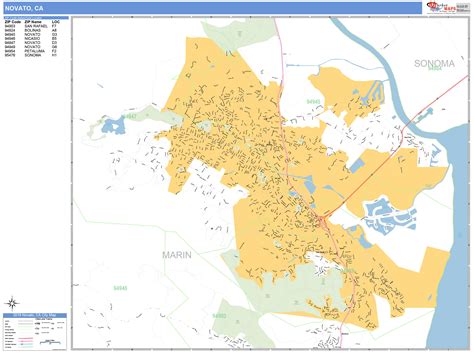 Novato California Wall Map (Basic Style) by MarketMAPS - MapSales