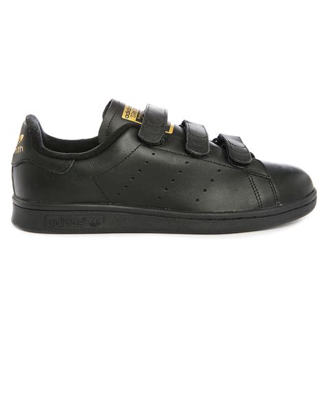 Adidas originals Stan Smith Leather Velcro Sneakers in Black for Men | Lyst