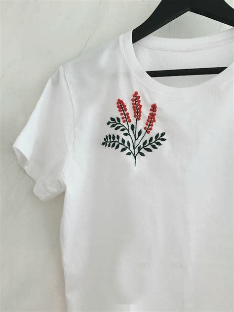 Embroidered t shirt White tshirt embroidered shirt hand