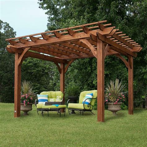 Outdoor Cedar Pergola Backyard Patio Deck Standing Wooden Gazebo 10 x 10 for sale online | eBay ...