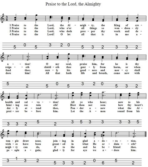 Praise The Lord Almighty Mandolin Sheet Music Tab - Tenor Banjo Tabs