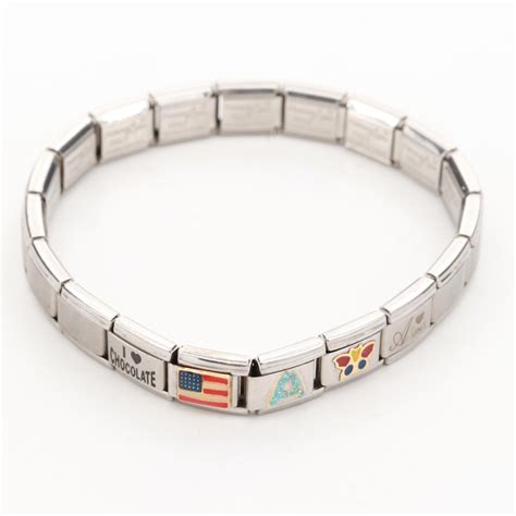 Stainless Steel Expendable Italian Charm Bracelet with Five Charms | EBTH