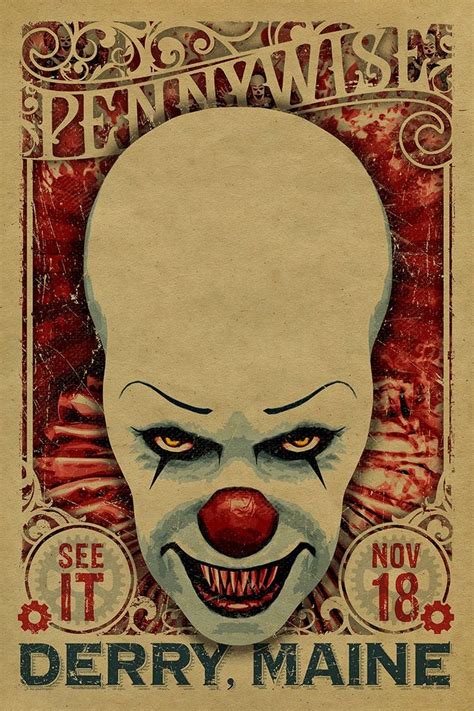 Pennywise. IT. 12x18. Kraft paper. Movie. Stephen King. Art. | Etsy ...