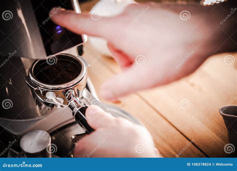 Grinding Fresh Coffee Beans Stock Photo - Image of espresso, cappuccino: 108378824