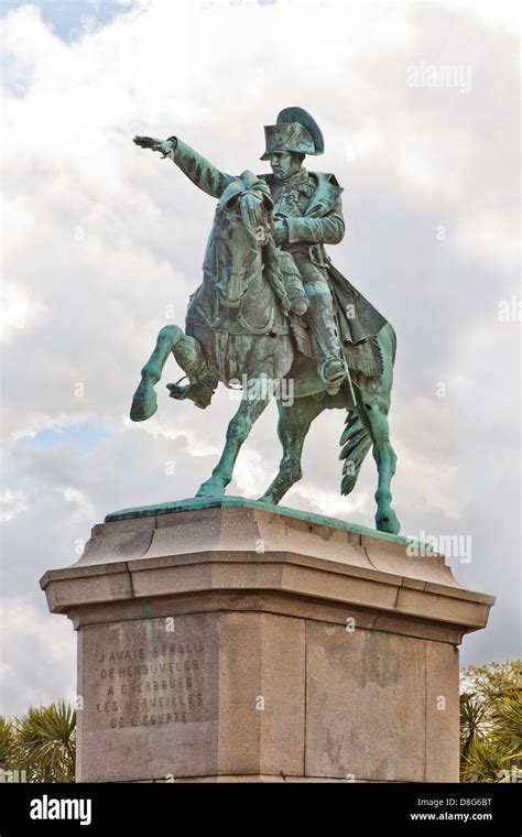 Bronze equestrian statue, Napoléon Bonaparte with his first horse, Cherbourg, France Stock Photo ...