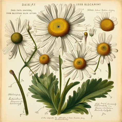 Daisy, 19th-century scientific biological illustration - AI Generated ...