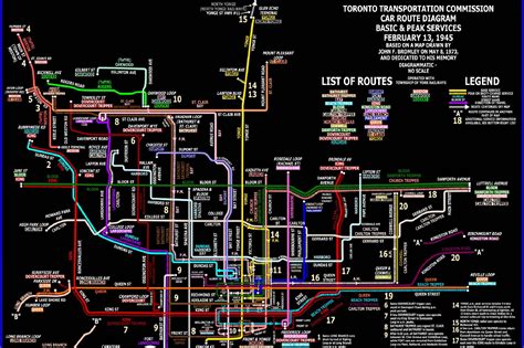 Someone made a map of what the TTC streetcar system looked like in 1945