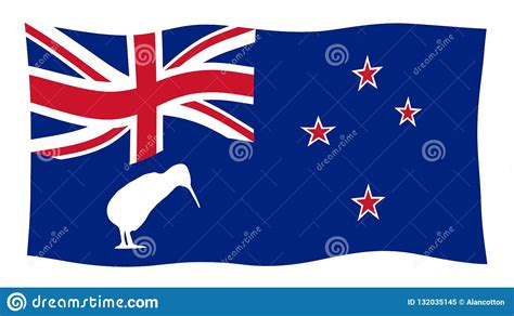 New Zealand Flag with Kiwi stock illustration. Illustration of union - 132035145