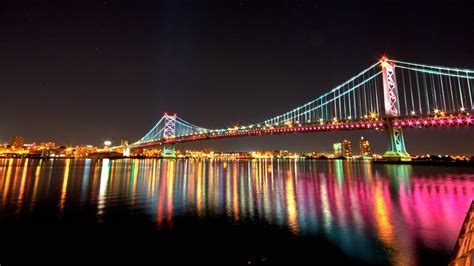 Benjamin Franklin Bridge at night - Philadelphia, Pennsylvania, United ...