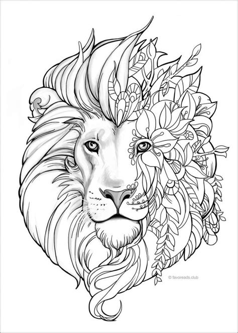 Lion Head Coloring Pages for Adults - ColoringBay