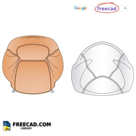 Leather sofa and Puff 2D in AutoCAD and DWG file | CAD Free