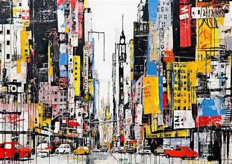 New York Love - Graffiti Cityscape - Print Digital Art by SampadArt ...