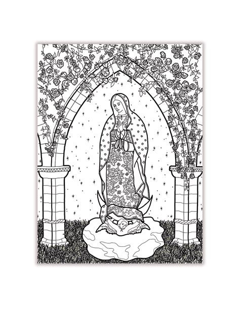 Mary With Baby Jesus in Bethlehem Coloring Page - TheCatholicKid.com - Coloring Library