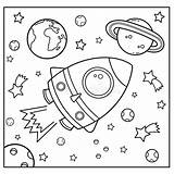 Coloring Page Outline Of A Cartoon Rocket In Space Book For  sketch template
