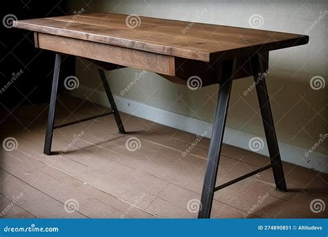 Industrial Desk with Sleek, Minimalist Design and Metal Legs Stock ...