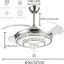 42" Crystal Invisible Ceiling Fan Light Remote Control Home Chandelier ...