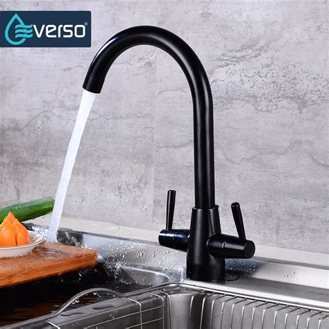 EVERSO Brass Black Kitchen Faucet 360 Rotating Kitchen Sink Faucet ...