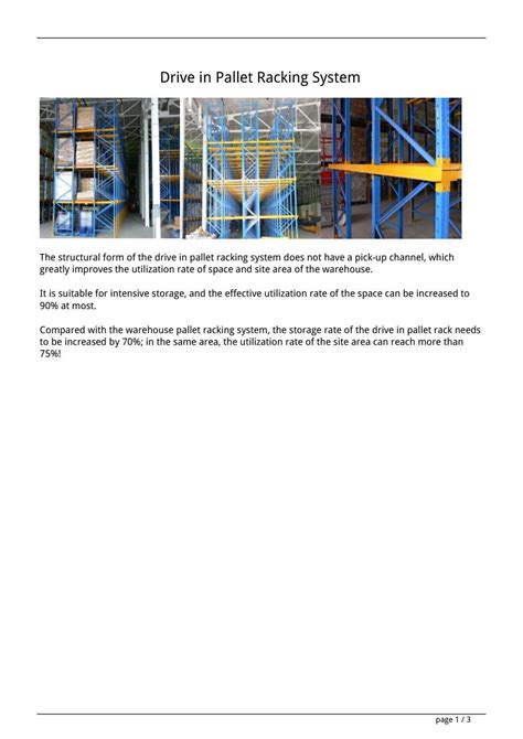 Drive in Pallet Racking System by Spieth Warehouse Racking - Issuu