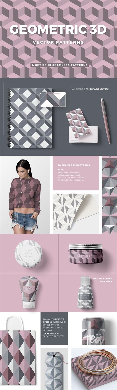 Geometric 3D Patterns | Graphic Patterns ~ Creative Market