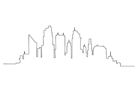 Premium Vector | Single one line drawing modern cityscape city skyline concept continuous line ...