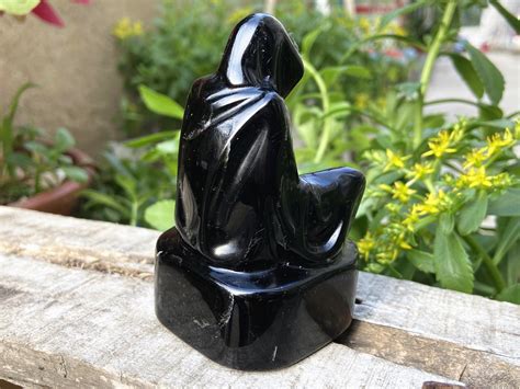 3.4'' Natural Hand carved Obsidian DeathCrystal | Etsy